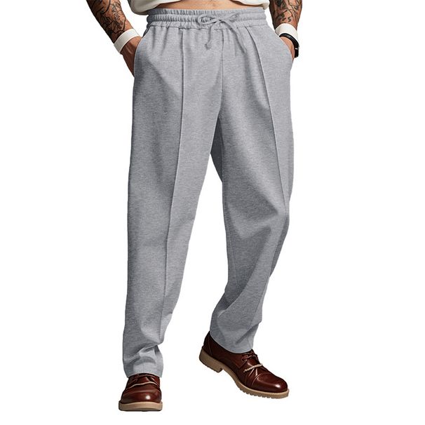 Men's Clothing Spring And Autumn Fashion Casual Solid Color Trousers Loose Tight Closure Straight Trousers_viptrois.com