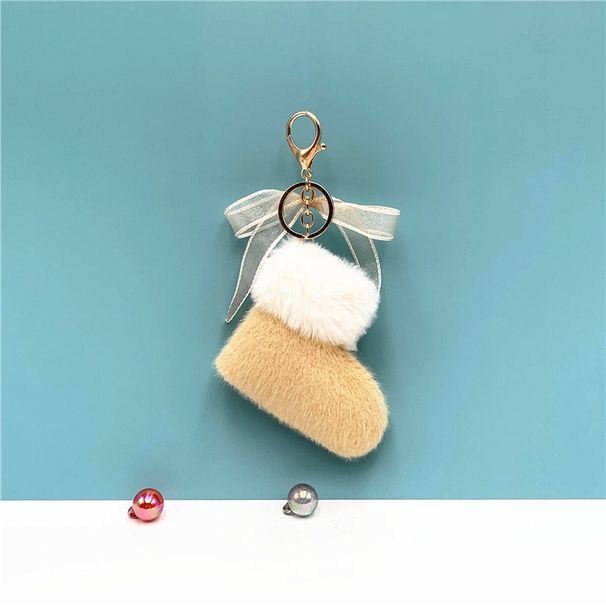 Bag Charm Christmas Boots Keychain Cute Bow Bag Pendant Cartoon Plush Car Key Chain Ring Gift Accessories_viptrois.com