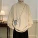 Pure Solid Color Knitted Sweater Men's Autumn Japanese Style Lazy Korean High Street Cool Oversize Knitwear_viptrois.com