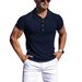 New Summer Solid Stripes Slim Fit Elasticity Short Sleeve Polo For Men Fashion Stand Collar Men's Shirts_viptrois.com