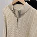 Men's Half-Zip Cable Knit Sweater – Winter Wool Pullover, Casual Long Sleeve Top For Autumn & Winter (Black, Clay)_viptrois.com