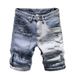 Ripped Denim Shorts For Men In Summer, Thin Print, Scraped And Slim Fit, Versatile Korean Style Trendy Cropped Pants_viptrois.com