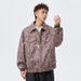 Men's Clothing Speckled Suede Jacket – Vintage-Inspired Lapel Coat, Stretch Polyester Blend, Relaxed Fit (Dark Gray/Caramel/Light Gray)_viptrois.com