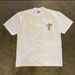 American High Street Chain Cross Printed T-shirt For Men, Trendy And Casual Round Neck 230g Pure Cotton Short Sleeved_viptrois.com