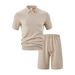 European And American Cross-border Summer Jacquard Multi-color Casual Suit T-shirt Shorts Men's Solid Color Fashion Casual Sports Men's Suit_viptrois.com