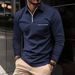 Men's Clothing Long Sleeved Polo Shirt Zipper Pocket Men's Sports Long Sleeved Tops Men_viptrois.com