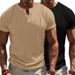 Cross-border Summer New American Quick-drying Men's Jacquard Pit Strip Breathable Henry Shirt Short-sleeved Two-piece Men's_viptrois.com