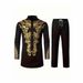 Muslim Style Clothing Men's Suit Gold Stamping Long Sleeve Shirt_viptrois.com