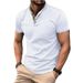 Men's Summer Fashion Short Sleeved T-shirt Men's Business Casual Henley Shirt Breathable Solid Color Stand Up Collar Top_viptrois.com