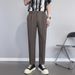 Men's Slim Straight Business Casual Trousers Anti Wrinkle Black High Grade Drape Nine Point Small Suit Trousers for Business_viptrois.com