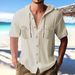 Men's Breathable Linen-Cotton Hooded Cardigan – Oversized Short Sleeve Shirt For Casual & Streetwear (S-XXXL, 8 Colors)_viptrois.com