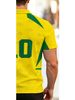 Polo Uomo Taglio Dritto Traspirante Stampa Numero 10 Fantasia Brasiliana Giallo-verde, Colletto Manica Corta Casual Stadio Quotidiano_viptrois.com