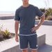 Summer Men's Sports Casual T-Shirt And Shorts Set Style Handsome 2 Piece Set Waffle Pattern_viptrois.com