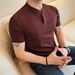 Summer Short Sleeved For Men 2025 New Trendy Brand Thin Breathable Korean Solid Color V-neck Slimming T-shirt Top_viptrois.com