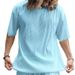 2024 European And American Summer Men's Clothing Solid Color Large Size Loose Suit Short-sleeved Shorts Solid Color Casual Suit Men_viptrois.com