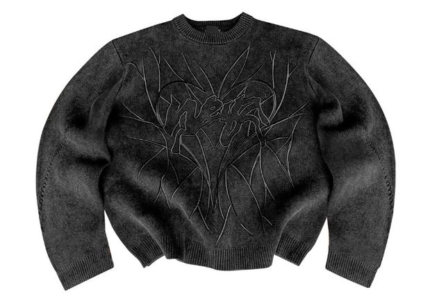 Unisex Oversized Cotton Knit Sweater With Crew Neck, Long Sleeve Pullover For Men & Women, Casual Streetwear For Spring & Fall_viptrois.com