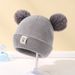 Baby clothing acrylic solid color wool double ball hat for children_viptrois.com