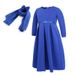 Kids’ Clothing Girls Spring and Autumn Long Sleeve Round Neck Dress Bow Headband 3 Piece Set_viptrois.com