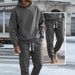 "Men's Jacquard Hoodie & Cuff Pants Set – Warm Autumn Casual Outfit, Relaxed Fit With Ribbed Cuffs"_viptrois.com