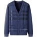Men's Velvet-Touch V-Neck Sweater Coat - Thickened Winter Casual Jacket, Soft Fleece Lining, Relaxed Fit (8976 Brown/Dark Gray/Blue-Gray, L-3XL)_viptrois.com