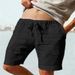 Men's Cotton Linen Elastic Waist Drawstring Shorts - Breathable Loose Fit Casual Summer Shorts For Outdoor_viptrois.com