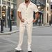 Men's Clothing Men's Summer 2-Piece Outfit - Solid Color Short Sleeve Shirt With Pocket & Matching Pants | Casual Button-Up Set_viptrois.com