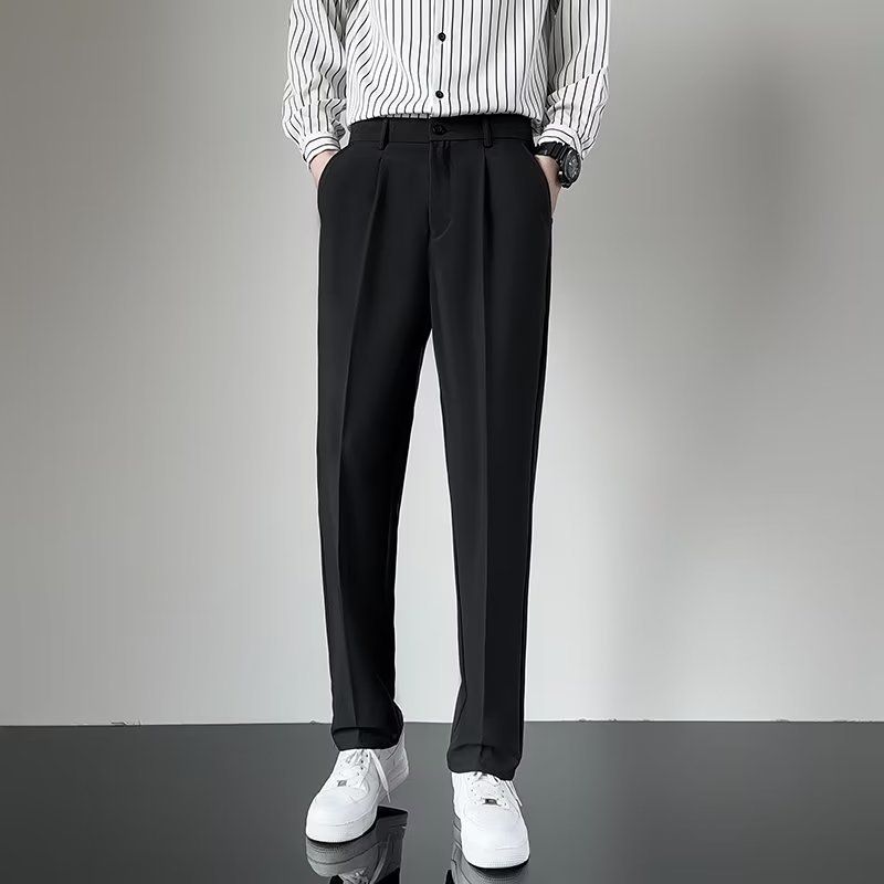 Men's Clothing High End Suit Trousers Summer Wide Leg Straight Loose Trendy Casual Trousers_viptrois.com