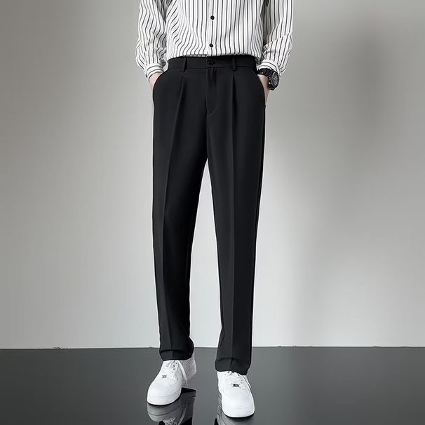 Men's Clothing High End Suit Trousers Summer Wide Leg Straight Loose Trendy Casual Trousers_viptrois.com