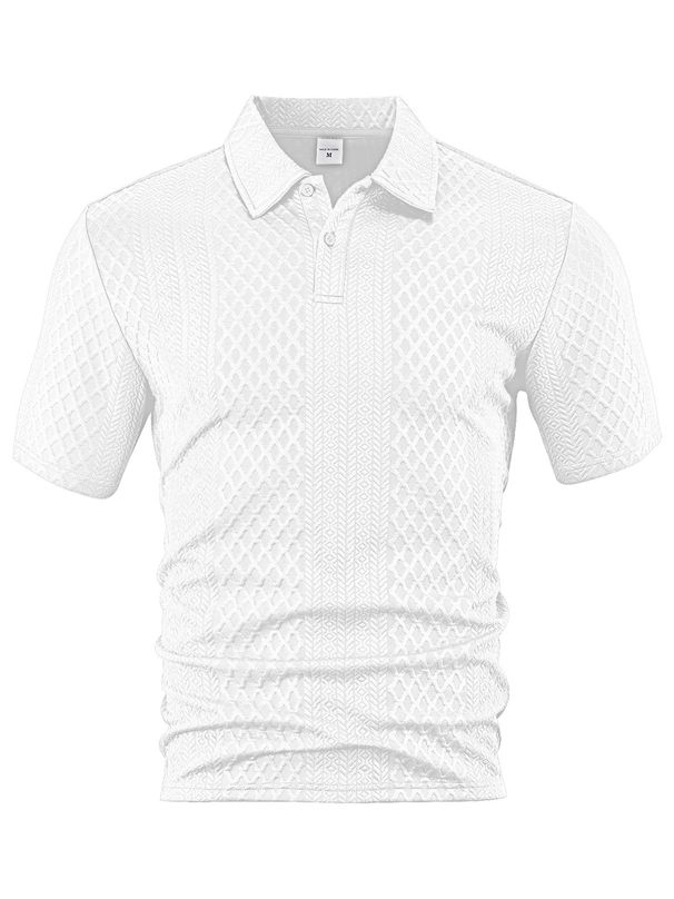 European And American Cross-Border Summer Thin Loose Breathable Casual Solid Color Jacquard Fabric Turn-Down Collar_viptrois.com
