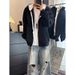 Color Blocked Hooded Cardigan Sweatshirt, Trendy Brand, Loose And Trendy New Style, Versatile And Stylish Casual Jacket_viptrois.com