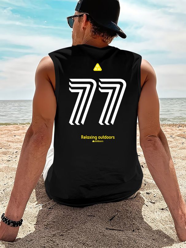Canotta Uomo Girocollo 100% Cotone Stampata Traspirante Morbida Senza Maniche Corsa Allenamento Palestra Casual Multicolore_viptrois.com