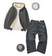 Men's Clothing Autumn And Winter Men's Letter Embroidery Hot Stamping Lambskin Jacket Jeans Suit_viptrois.com