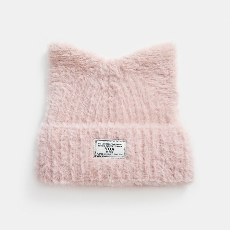 Hairline for women autumn and winter 2023 new knitted big head circumference cat ear pile furry cold hat_viptrois.com