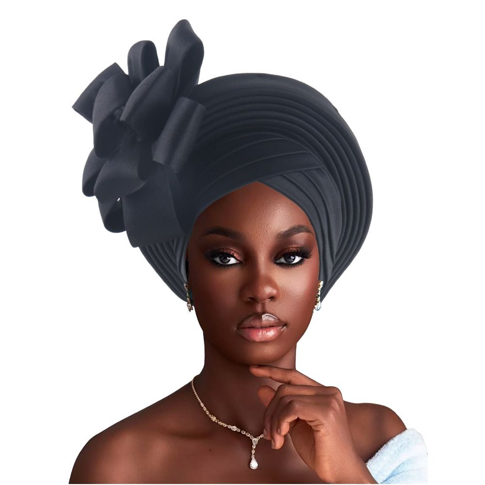Women's Scarves New Fashion Laminated Large Flower Nigerian Wedding Fashion Baotou Hat_viptrois.com