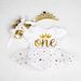 One Year Old Baby Birthday Gift High Quality Cotton Romper Dress Gold Shoes Crown Headwear Three Piece Set_viptrois.com