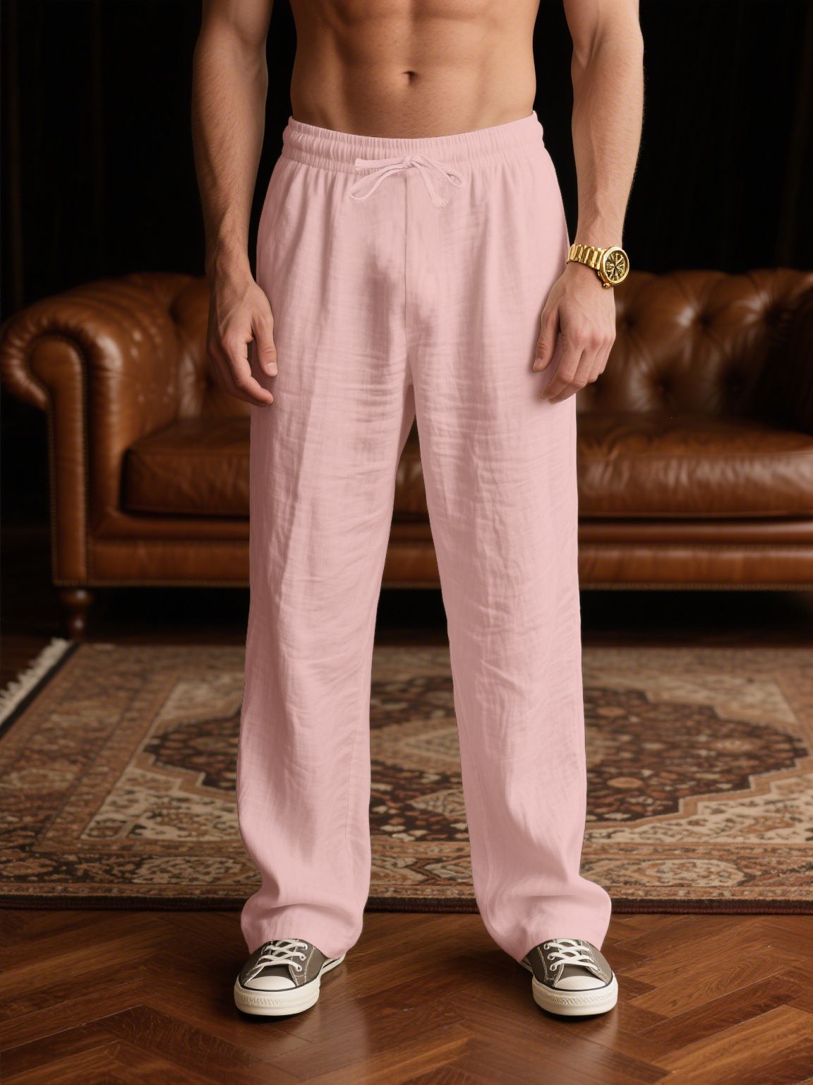 Men's Breathable Cotton Blend Straight Leg Casual Pants - Lightweight, Comfortable & Versatile For Sports & Daily Wear (12 Colors, S-XXXL)_viptrois.com