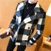 Loom Loom Men's Trench Autumn Winter Thickened Short Coat Trendy Youth Korean Version Slim Double-Breasted Woolen Overcoat_viptrois.com