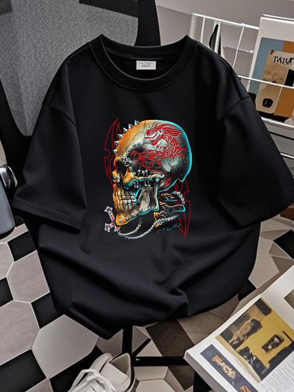 T-shirt 3D Rock Chang Original Antichrist Skull Glow In The Dark Unisex Comfortable Streetwear Top For Everyday Wear Versatile Summer Homme_viptrois.com