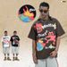 American Style Trendy Brand Design Printed T-Shirt 2025 New Loose Casual Short Sleeve Men's Summer_viptrois.com