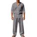 Men's Linen Casual Shirt & Pants Set - Breathable Comfort Fit Long Sleeve Top With Relaxed Fit Trousers For All Seasons (White, Black, Gray, Khaki)_viptrois.com