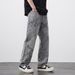 Men's Clothing Loose Straight Personalized Laser Burnt Flower Jeans Street Loose Straight Casual Trousers_viptrois.com