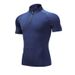 Men's Clothing Short Sleeved Sports T Shirt Men's Half Zip Stand Up Collar Quick Drying Running Clothes Fitness Clothes Tops_viptrois.com