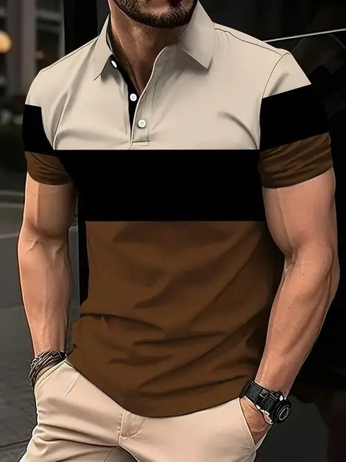 Men's Clothing New Men's Casual Simple All Match Trend High Quality Short Sleeve Striped Polo Shirt_viptrois.com