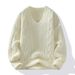 Men’s Winter Faux Mink Cashmere Knit Sweater – Thickened Non-Pilling Pullover (Army Green, White, Black, M-3XL)_viptrois.com