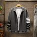 Men's Clothing Contrast Color Long Sleeve Trendy Coat Men's Lapel Casual Men's Four Stripe Coat Cardigan Striped Top Jacket_viptrois.com