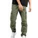 Men's Clothing Casual Pants Multi Pocket Solid Color Loose Cuff Workwear Trousers_viptrois.com