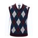 Men's Wool Blend V-Neck Sleeveless Sweater Vest - Classic Checkered & Camouflage Pattern, Slim Fit, Autumn Casual Wear_viptrois.com