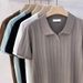 Men's Clothing Retro Short Sleeved Sweater Men's Textured Business Casual Polo Shirt Men's Lapel T Shirt Men_viptrois.com
