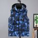 Men's Camo Detachable Hood Winter Vest - Lightweight Polyester Padded Jacket For Outdoor & Casual Wear (Grey/Black/Blue)_viptrois.com