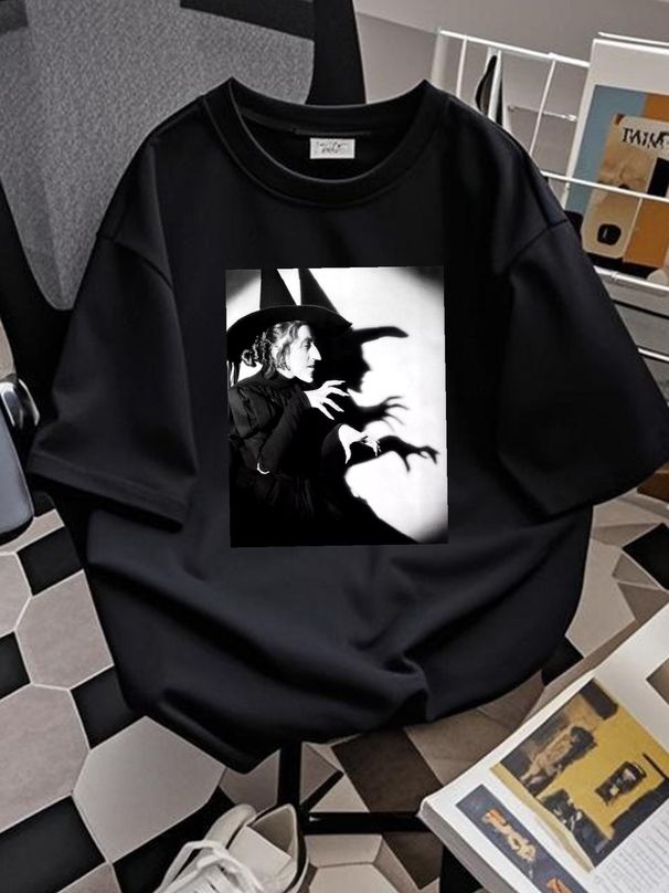 Witch Shadow Shirt Halloween Oz Wizard Tee Dorothy Movie T-shirt Unisex Soft Comfortable Summer Breathable Graphic Versatile Stretched Streetwear_viptrois.com